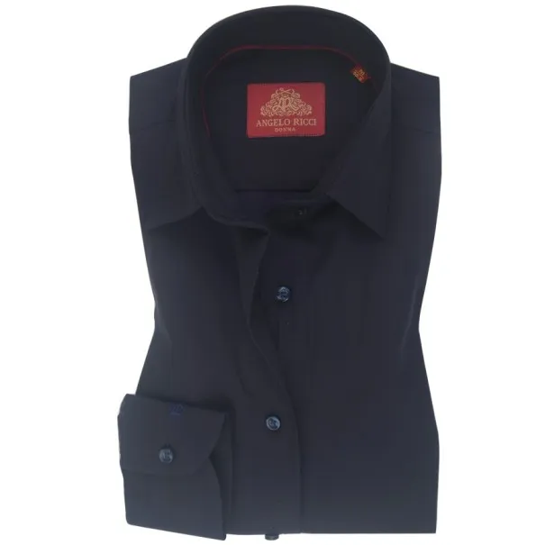Chemise Femme Angelo Ricci Regular Fit en Oxford - Noir Ébène - Angelo Ricci