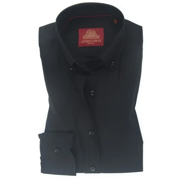 Chemise Femme Angelo Ricci Regular Fit en Oxford - Noir Ébène - Angelo Ricci