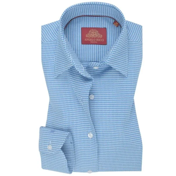 Chemise Angelo Ricci Regular Fit en Oxford - Motif Pied-de-Poule Bleu et Blanc - Angelo Ricci
