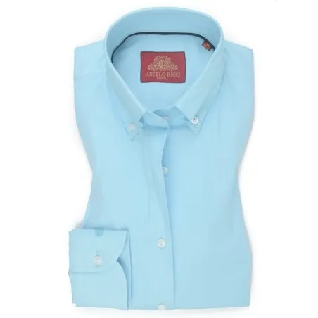 Chemise Homme Angelo Ricci Regular Fit en Oxford Uni - Bleu Azur - Angelo Ricci