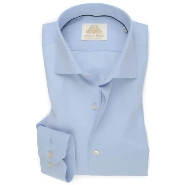 chemise Homme Unie en twill Bleu - Angelo Ricci