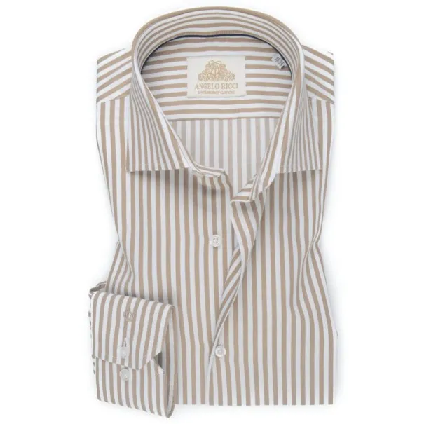 Chemise blanche à Rayures Beiges - Angelo Ricci