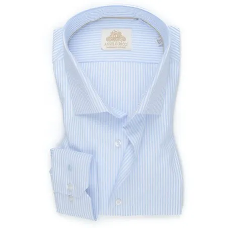 Chemise Blanche à Rayures bleues ciel - Angelo Ricci