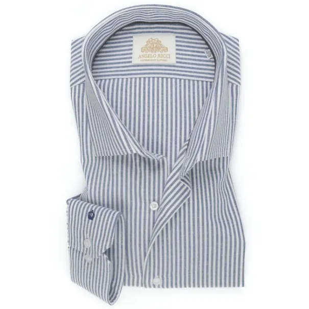 Chemise blanche à Rayures Bleu gris - Angelo Ricci