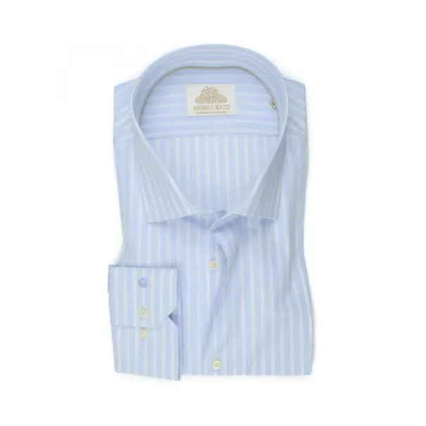 Chemise bleue à Rayures bleu pastel et blanches - Angelo Ricci