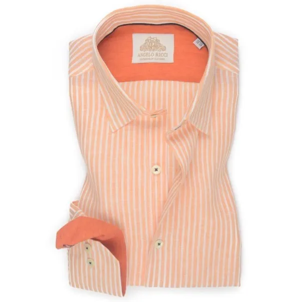 chemise en Lin orange rayée - Angelo Ricci