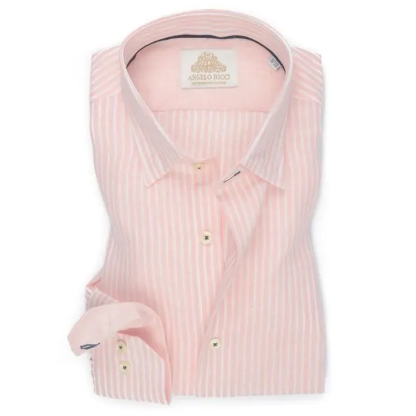 chemise en Lin rose rayée - Angelo Ricci