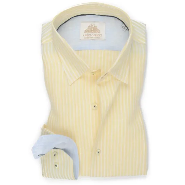 chemise en Lin jaune rayée - Angelo Ricci