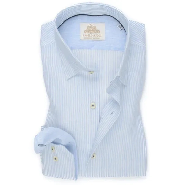 chemise en Lin bleu rayée - Angelo Ricci