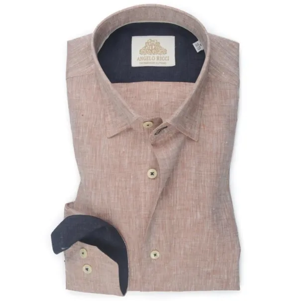 chemise en Lin beige foncé - Angelo Ricci