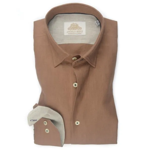 chemise en Lin marron - Angelo Ricci
