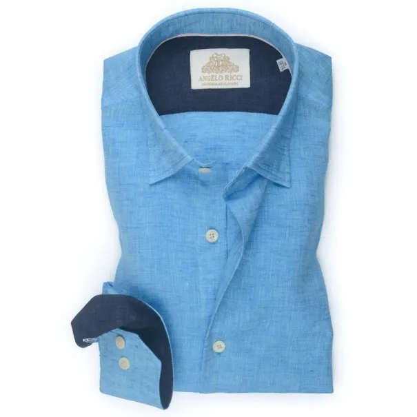 chemise en Lin bleu ciel - Angelo Ricci