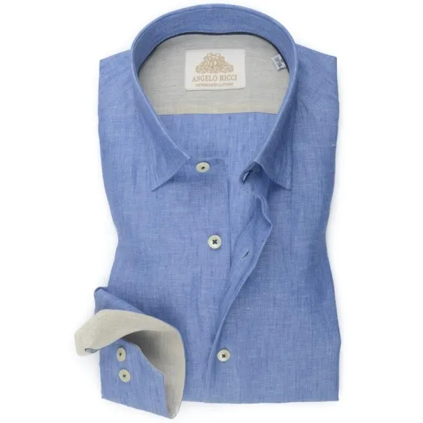 chemise en Lin bleu pastel - Angelo Ricci