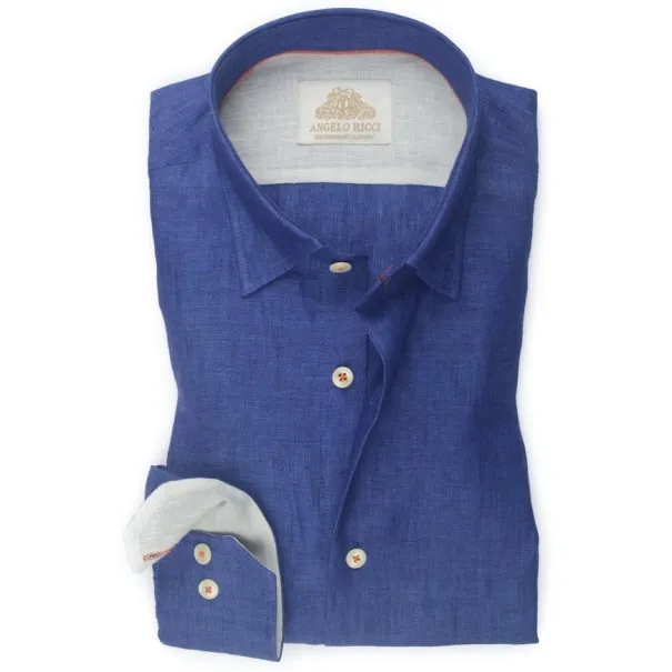 chemise en Lin bleu nuit - Angelo Ricci