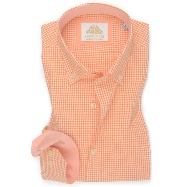 Chemise à carreaux oranges - Angelo Ricci