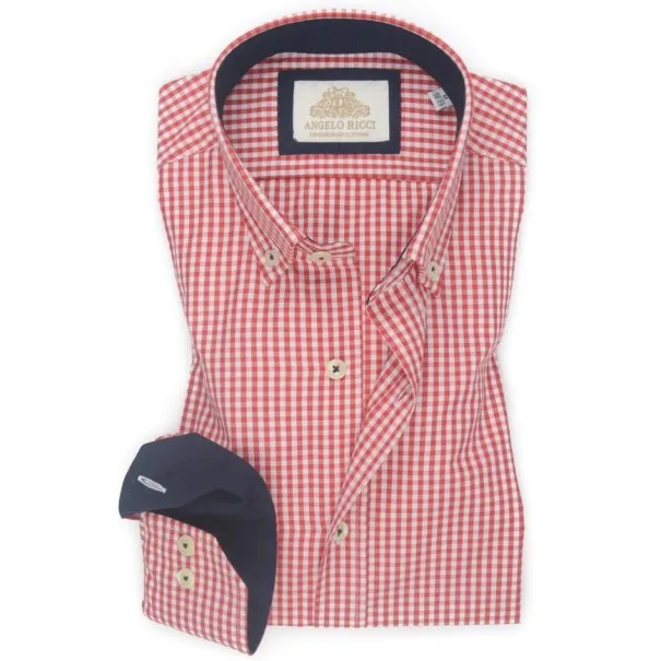 Chemise Homme à carreaux rouge - Angelo Ricci