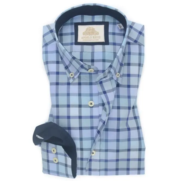 Chemise à carreaux bleu - Angelo Ricci