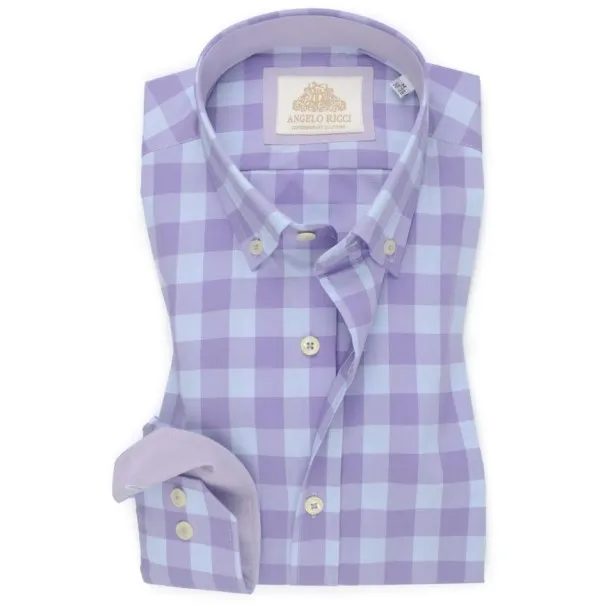 Chemise à carreaux mauves - Angelo Ricci