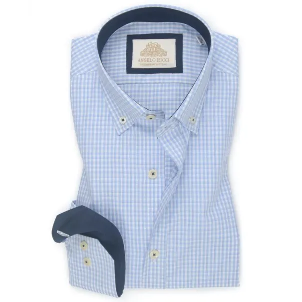 Chemise à carreaux bleu claire - Angelo Ricci