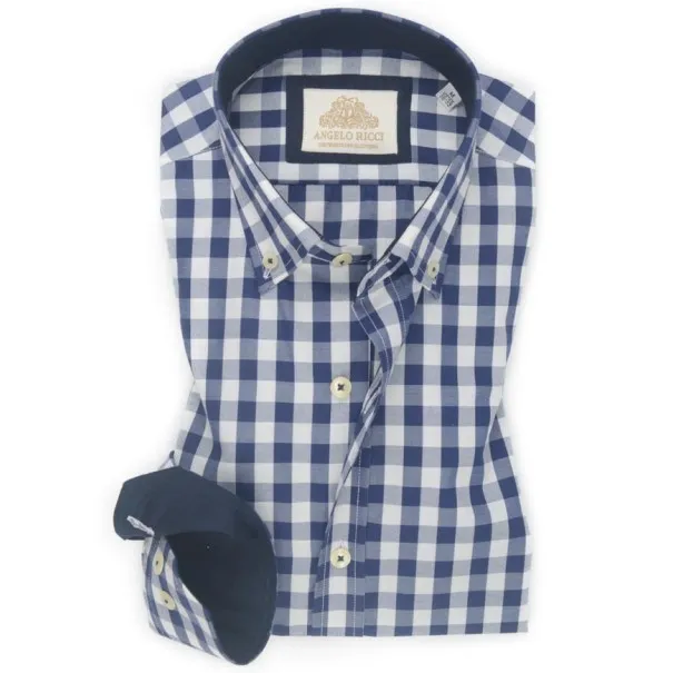 Chemise à carreaux bleu - Angelo Ricci