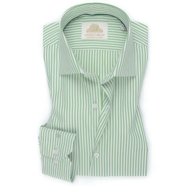 Chemise blanche à rayures vertes - Angelo Ricci