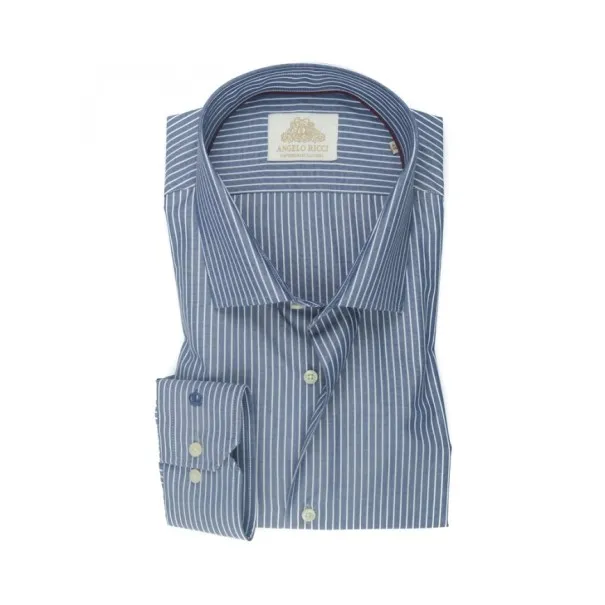 Chemise bleue gris à Rayures blanc - Angelo Ricci