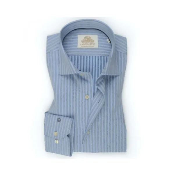 Chemise bleue à Rayures grises - Angelo Ricci