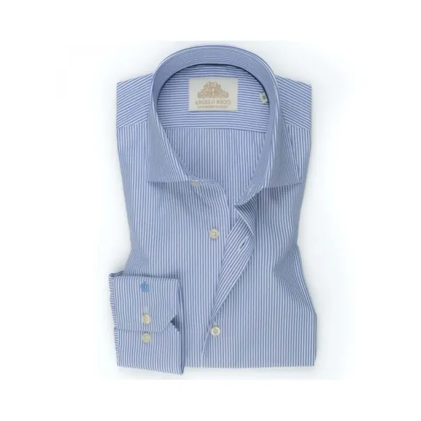 Chemise blanche à rayures marine - Angelo Ricci