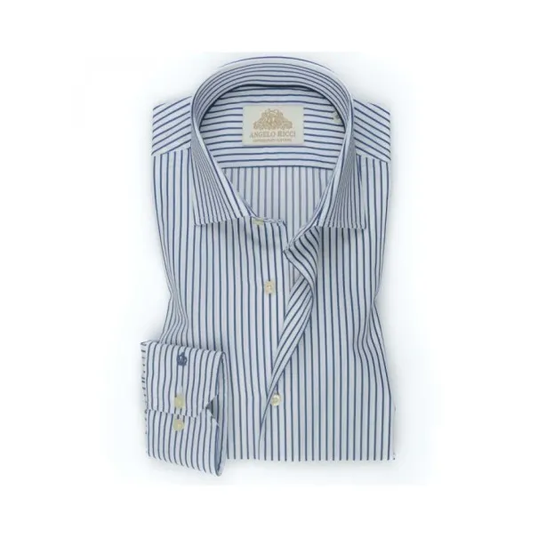 Chemise blanche à Rayures bleu royal - Angelo Ricci