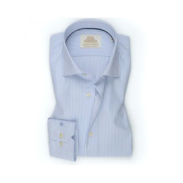 Chemise blanche à Rayures bleu royale - Angelo Ricci