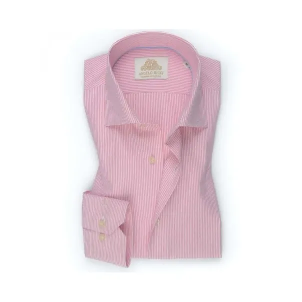 Chemise blanche à Rayures rose - Angelo Ricci