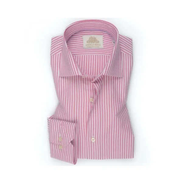 Chemise blanche à Rayures rose - Angelo Ricci