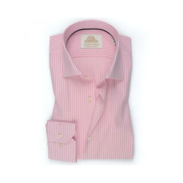 Chemise blanche à Rayures rose - Angelo Ricci