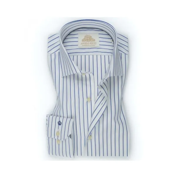 Chemise blanche à Rayures bleu claire - Angelo Ricci