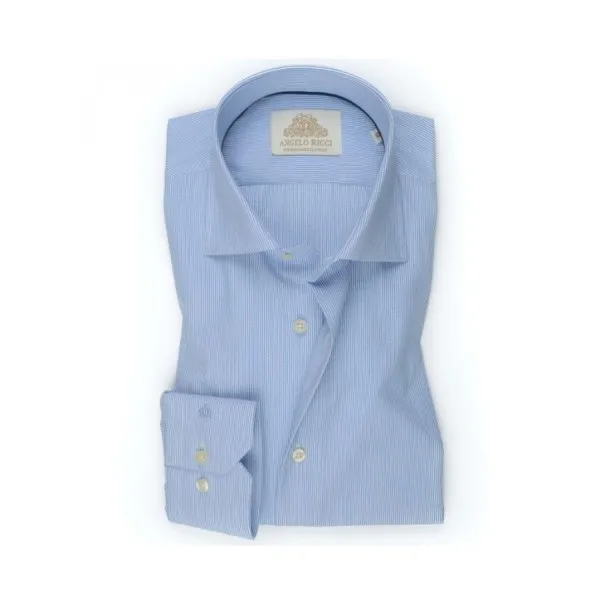 Chemise blanche à Rayures bleu claire - Angelo Ricci