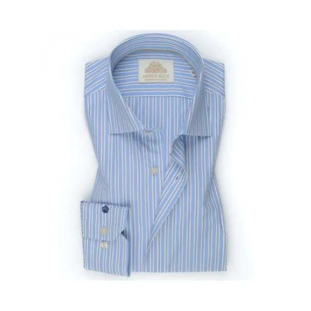 Chemise bleu à Rayures blanches et bleu marine - Angelo Ricci