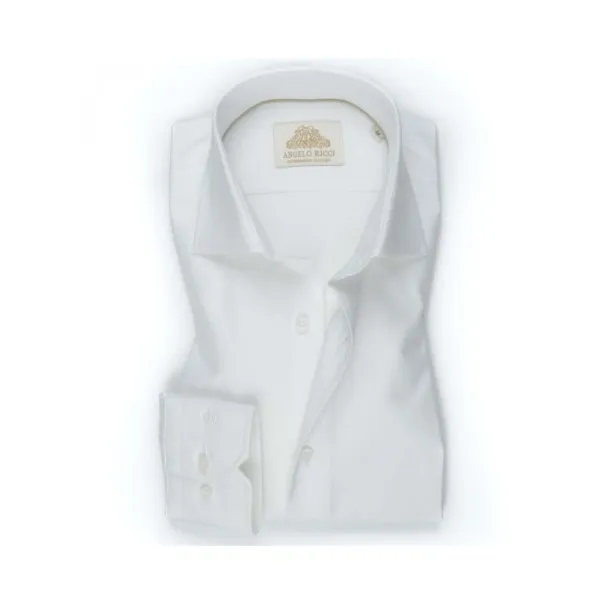 Chemise unie blanche en popeline - Angelo Ricci