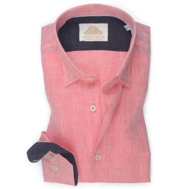 chemise en Lin saumon - Angelo Ricci