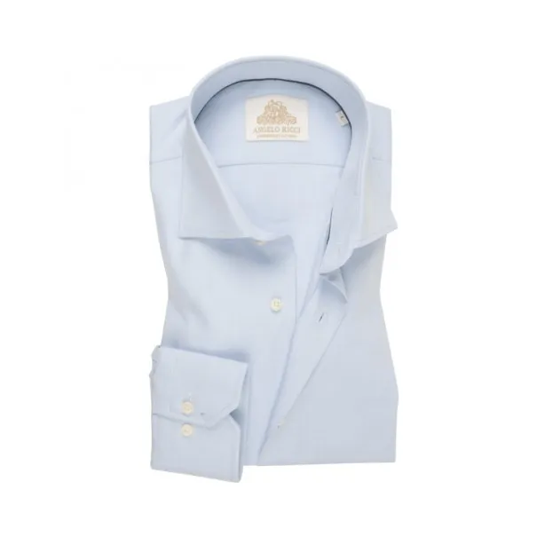 Chemise Homme bleu ciel en coton à manches longues coupe Regular fit et Col classique - Angelo Ricci