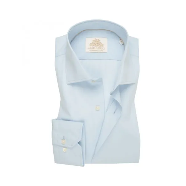 Chemise Homme bleu ciel en twill coton à manches longues coupe Regular fit et Col classique - Angelo Ricci