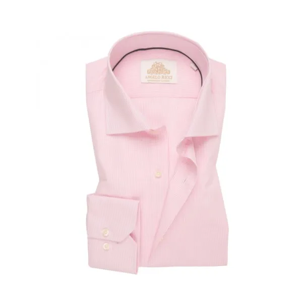 Chemise Homme rose en coton à manches longues coupe Regular fit et Col classique - Angelo Ricci