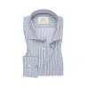 Chemise Homme blanche à rayures noir et bleu en twill coton à manches longues et coupe Regular fit - Angelo Ricci
