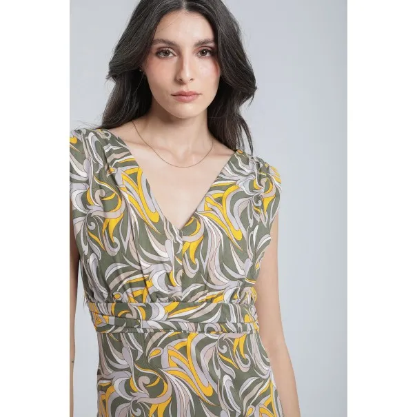 Robe longue imprimée à volants - Estelle