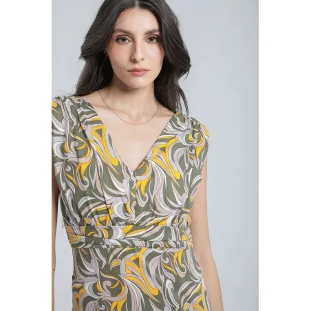 Robe longue imprimée à volants - Estelle