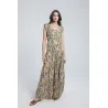 Robe longue imprimée à volants - Estelle