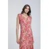 Robe longue imprimée à volants - Estelle