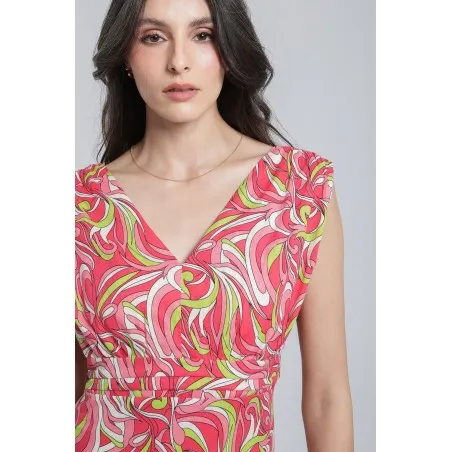 Robe longue imprimée à volants - Estelle
