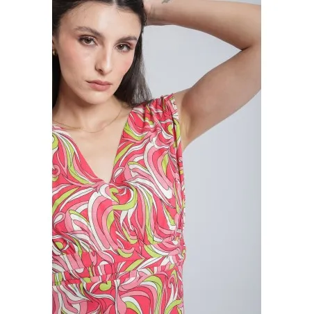Robe longue imprimée à volants - Estelle