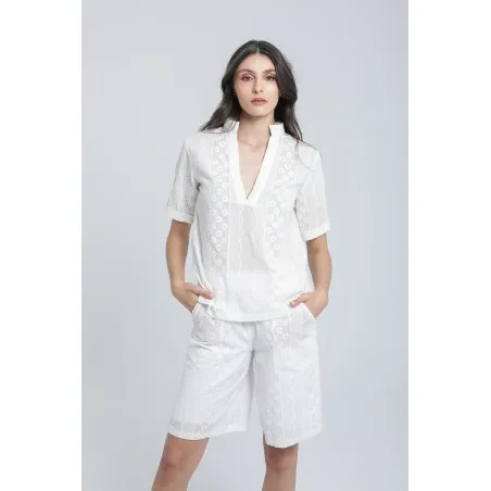 Ensemble tunique & bermuda en broderie anglaise - Estelle