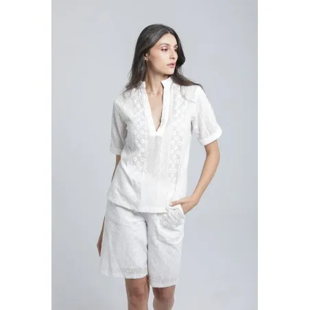 Ensemble tunique & bermuda en broderie anglaise - Estelle